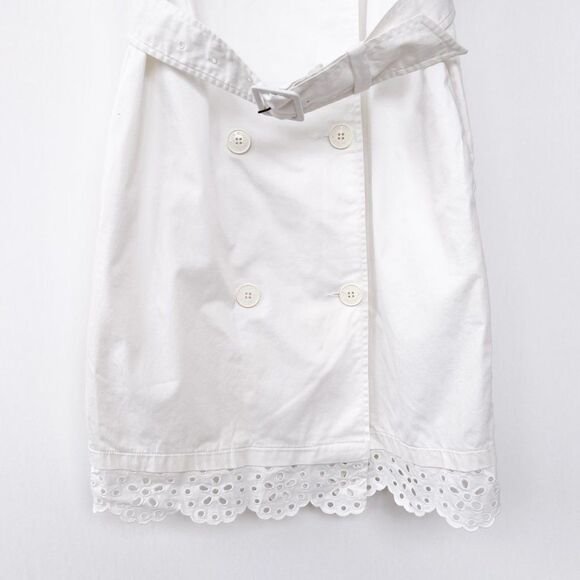 Love Moschino White Sleeveless Belted Eyelet Lace Trim Button Up Dress Size 4 - Picture 5 of 8